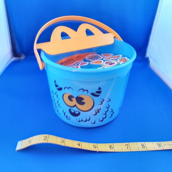 NEW! 2024 MCDONALD'S  HAPPY MEAL Blue MONSTER BOO BUCKET with STICKERS - Picture 3 of 6